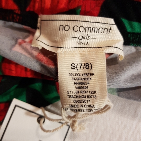 No Comment girls size 7/8 Pointsettia leggings holiday wear - Picture 2 of 4